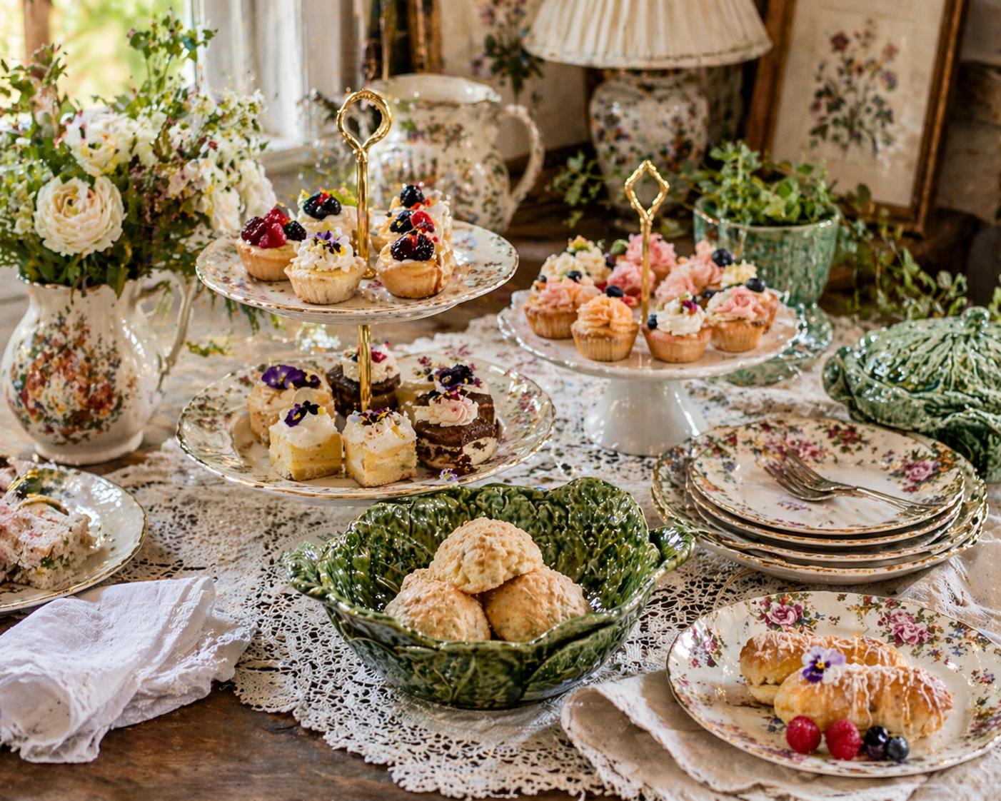Antique China Dessert Display