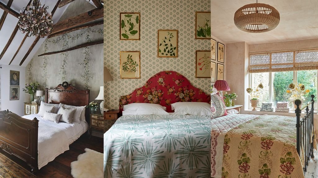 Vintage antique lamp glowing in a modern bedroom